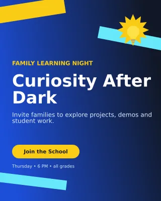 Kinetic School Event Poster — editable blue education template, instagram portrait