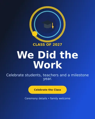 Orbit Graduation Announcement Poster — editable blue education template, instagram portrait