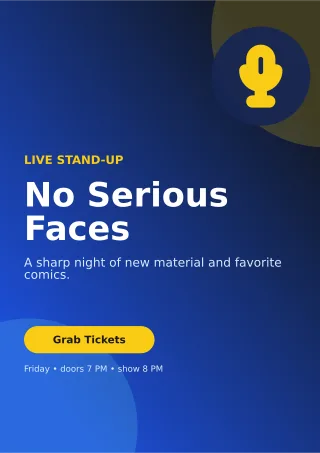 Aurora Comedy Night A4 Flyer — editable blue entertainment event template, a4 print
