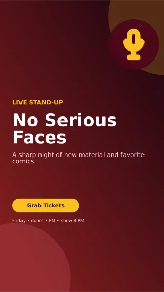 Aurora Comedy Night Digital Flyer — editable black entertainment event template, story / reel