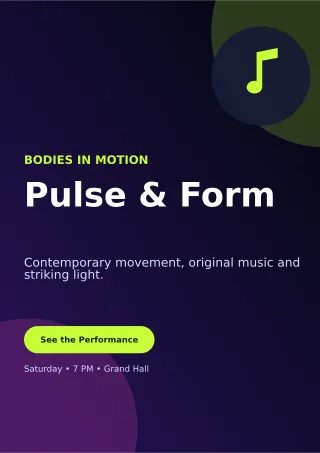 Aurora Dance Showcase A4 Flyer — editable black entertainment event template, a4 print