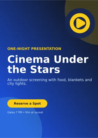 Aurora Film Screening A4 Flyer — editable blue entertainment event template, a4 print