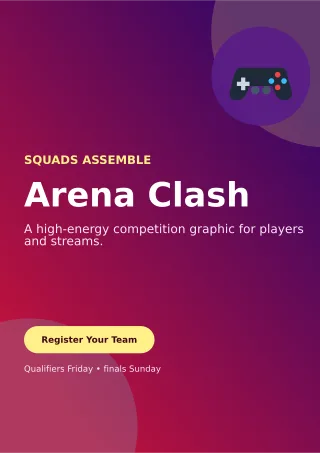 Aurora Gaming Tournament A4 Flyer — editable purple entertainment event template, a4 print