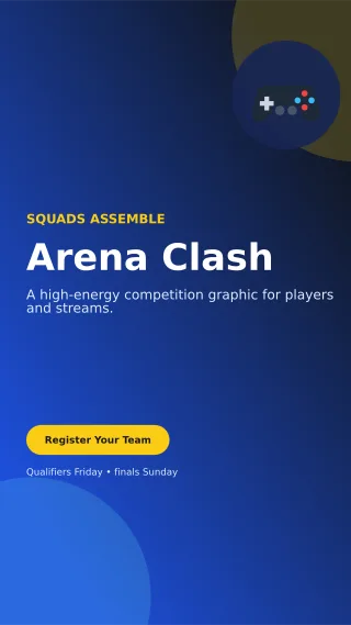 Aurora Gaming Tournament Digital Flyer — editable blue entertainment event template, story / reel