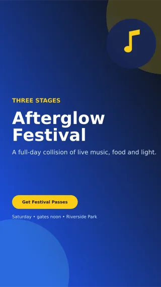 Aurora Music Festival Digital Flyer — editable blue entertainment event template, story / reel
