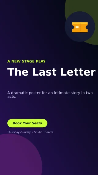 Aurora Theatre Production Digital Flyer — editable black entertainment event template, story / reel