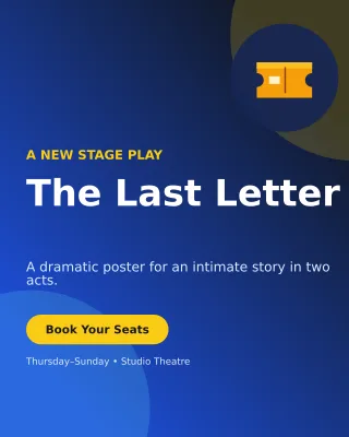 Aurora Theatre Production Poster — editable blue entertainment event template, instagram portrait