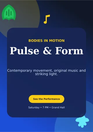 Botanical Dance Showcase A4 Flyer — editable blue entertainment event template, a4 print