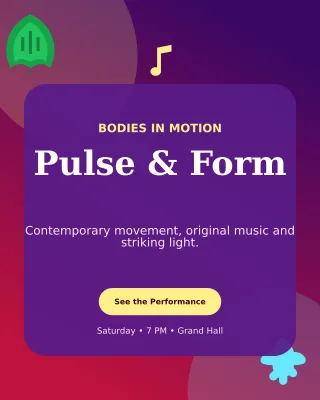 Botanical Dance Showcase Poster — editable purple entertainment event template, instagram portrait
