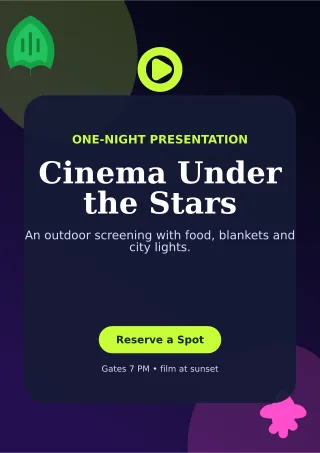 Botanical Film Screening A4 Flyer — editable black entertainment event template, a4 print
