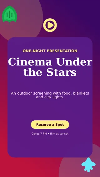 Botanical Film Screening Digital Flyer — editable purple entertainment event template, story / reel