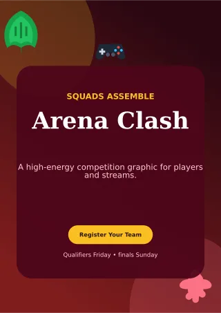 Botanical Gaming Tournament A4 Flyer — editable black entertainment event template, a4 print