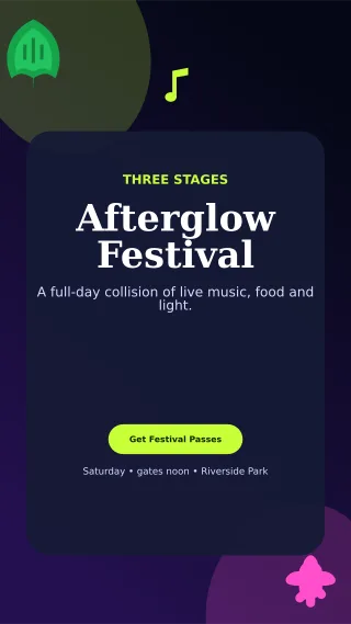 Botanical Music Festival Digital Flyer — editable black entertainment event template, story / reel