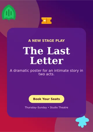 Botanical Theatre Production A4 Flyer — editable purple entertainment event template, a4 print
