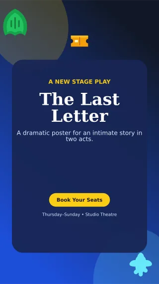 Botanical Theatre Production Digital Flyer — editable blue entertainment event template, story / reel