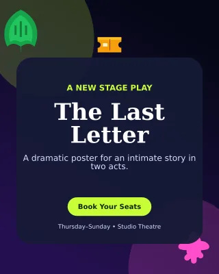Botanical Theatre Production Poster — editable black entertainment event template, instagram portrait