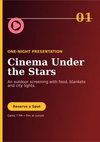 Editorial Film Screening A4 Flyer — editable black entertainment event template, a4 print