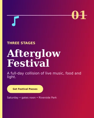 Editorial Music Festival Poster — editable purple entertainment event template, instagram portrait