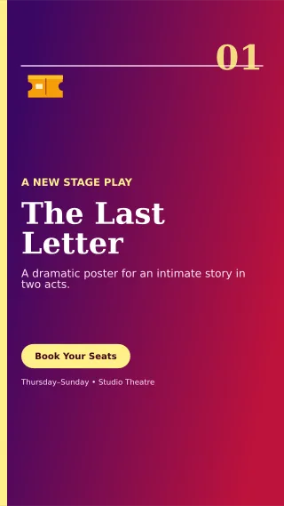 Editorial Theatre Production Digital Flyer — editable purple entertainment event template, story / reel