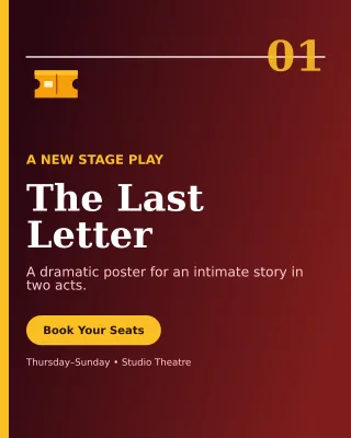 Editorial Theatre Production Poster — editable black entertainment event template, instagram portrait