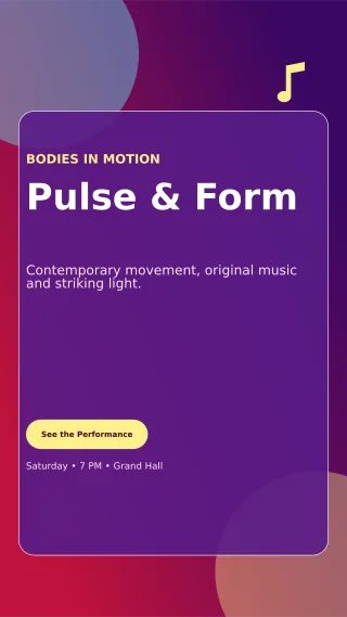 Glass Dance Showcase Digital Flyer — editable purple entertainment event template, story / reel
