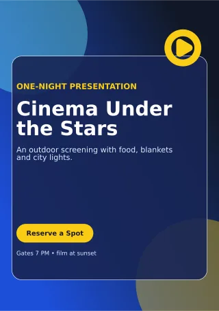 Glass Film Screening A4 Flyer — editable blue entertainment event template, a4 print