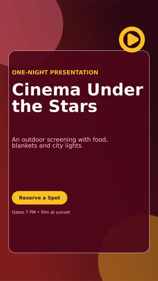 Glass Film Screening Digital Flyer — editable black entertainment event template, story / reel