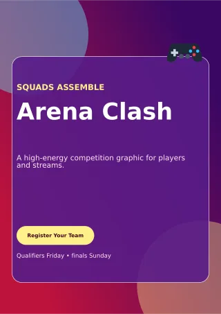 Glass Gaming Tournament A4 Flyer — editable purple entertainment event template, a4 print