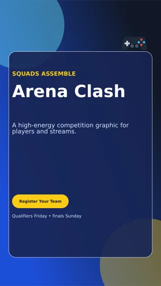 Glass Gaming Tournament Digital Flyer — editable blue entertainment event template, story / reel