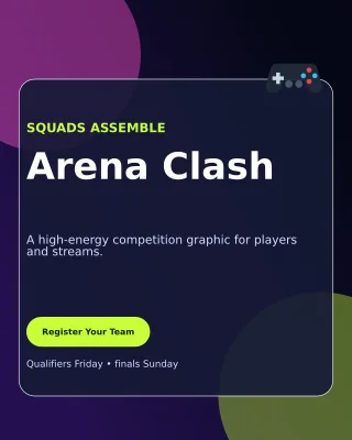 Glass Gaming Tournament Poster — editable black entertainment event template, instagram portrait