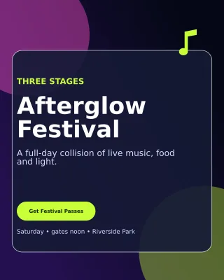 Glass Music Festival Poster — editable black entertainment event template, instagram portrait