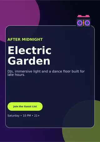 Glass Nightclub Event A4 Flyer — editable black entertainment event template, a4 print