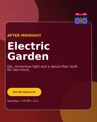 Glass Nightclub Event Poster — editable black entertainment event template, instagram portrait