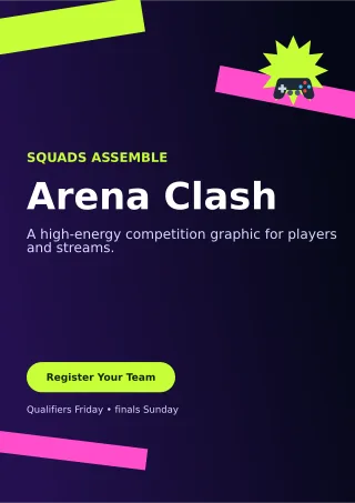 Kinetic Gaming Tournament A4 Flyer — editable black entertainment event template, a4 print