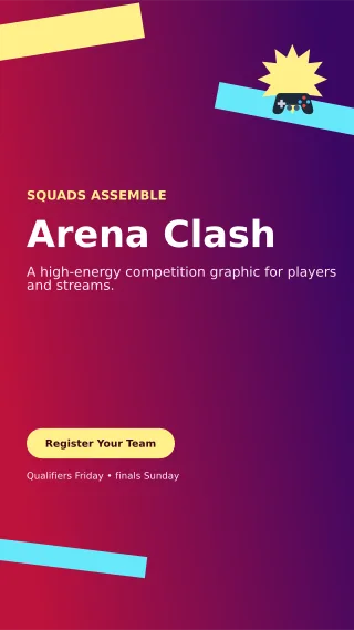Kinetic Gaming Tournament Digital Flyer — editable purple entertainment event template, story / reel