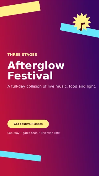 Kinetic Music Festival Digital Flyer — editable purple entertainment event template, story / reel
