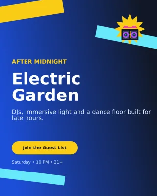 Kinetic Nightclub Event Poster — editable blue entertainment event template, instagram portrait