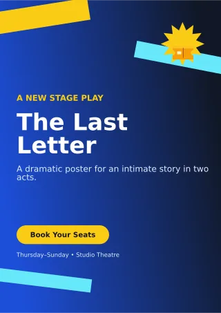 Kinetic Theatre Production A4 Flyer — editable blue entertainment event template, a4 print