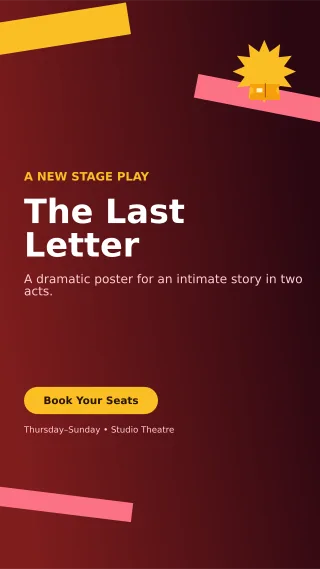 Kinetic Theatre Production Digital Flyer — editable black entertainment event template, story / reel
