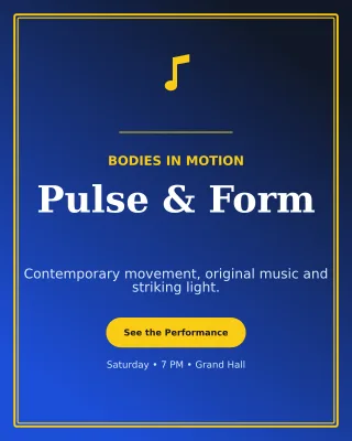 Luxe Dance Showcase Poster — editable blue entertainment event template, instagram portrait