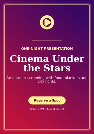Luxe Film Screening A4 Flyer — editable purple entertainment event template, a4 print