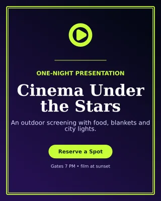 Luxe Film Screening Poster — editable black entertainment event template, instagram portrait