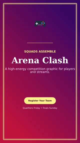 Luxe Gaming Tournament Digital Flyer — editable purple entertainment event template, story / reel