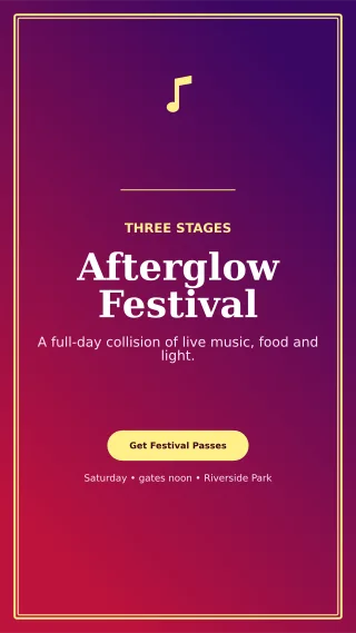 Luxe Music Festival Digital Flyer — editable purple entertainment event template, story / reel