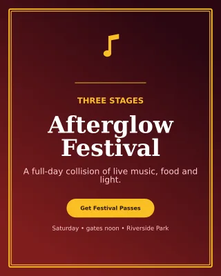 Luxe Music Festival Poster — editable black entertainment event template, instagram portrait