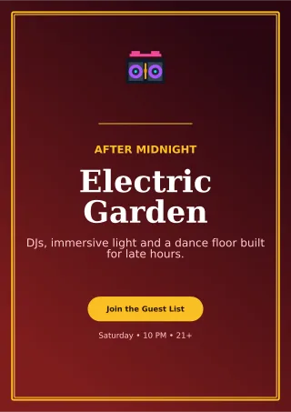 Luxe Nightclub Event A4 Flyer — editable black entertainment event template, a4 print