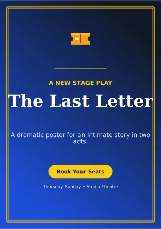 Luxe Theatre Production A4 Flyer — editable blue entertainment event template, a4 print