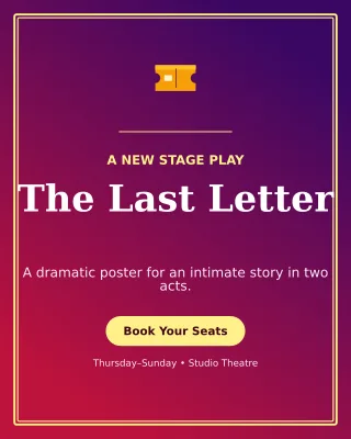 Luxe Theatre Production Poster — editable purple entertainment event template, instagram portrait