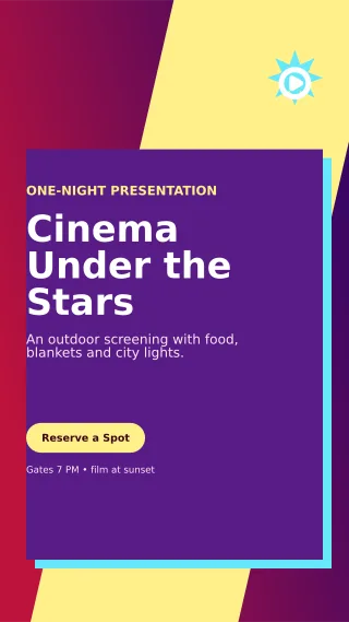 Neo Film Screening Digital Flyer — editable purple entertainment event template, story / reel