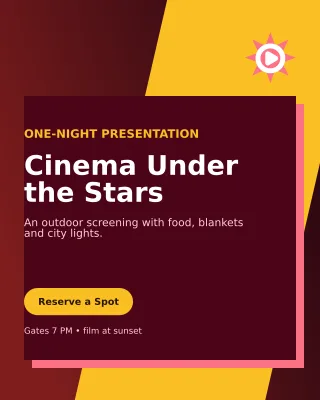 Neo Film Screening Poster — editable black entertainment event template, instagram portrait